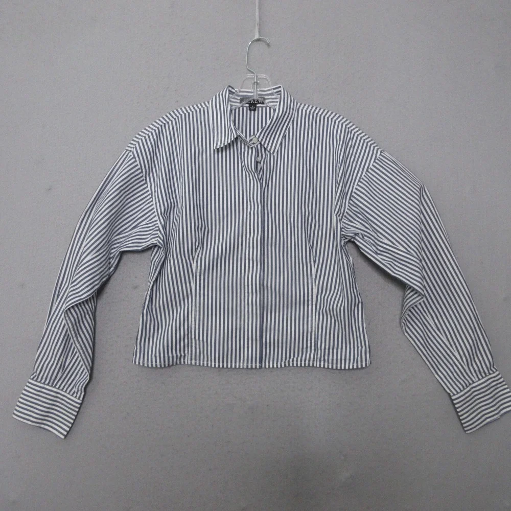 J Crew Top Women 8 Stripe Fitted Button Up Striped Stretch‎ Cotton Poplin 2024